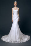 Charming Long Mermaid Lace Wedding Dresses With Straps PFW0292