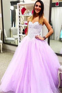 Pretty Sweetheart Beading Ball Gown Handmade Lace Up Prom Dresses PFP1076