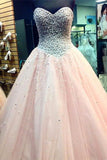 Pretty Sweetheart Beading Ball Gown Handmade Lace Up Prom Dresses PFP1076