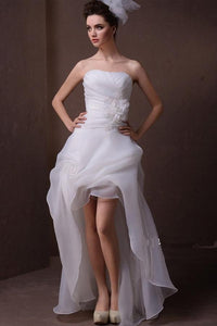 wedding dresses that are short in front long in back Short Front Long Back Elegant Strapless Beach Wedding Dresses PFW0295 – Promfast