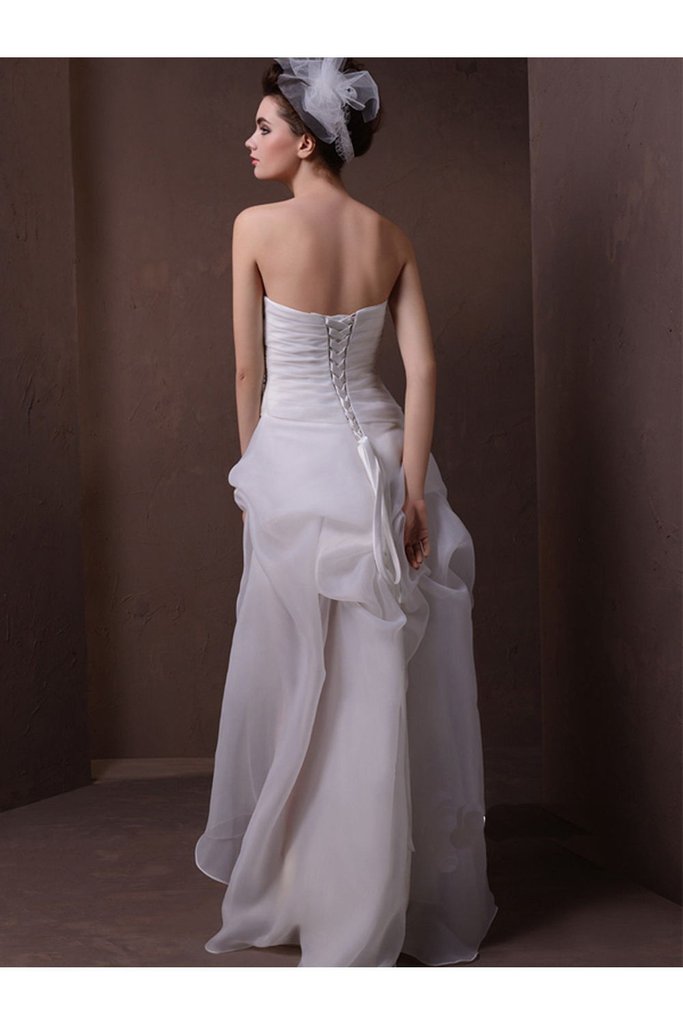 Short Front Long Back Elegant Strapless Beach Wedding Dresses PFW0295 –  Promfast