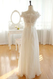 Pretty Elegant Long Chiffon Ivory Lace Wedding Dresses PFW0297