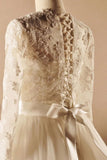 Modest Long Sleeves Ball Gown Big Lace Wedding Dresses PFW0300