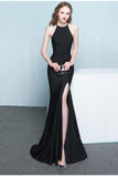 Charming Simple Style Long Sheath Sexy Cheap Black Prom Dresses PFP1091