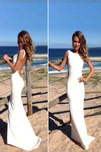 Pretty Long Simple Cheap Beach Wedding Dresses,Prom Dresses PFW0304
