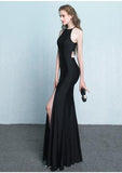 Charming Simple Style Long Sheath Sexy Cheap Black Prom Dresses PFP1091