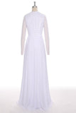 Simple White Chiffon Deep V-neck Long Wedding Dresses PFW0305