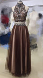 Lovely Two Pieces Colorful Beading A-line Long Handmade Prom Dresses PFP1092