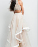 Elegant Two Pieces Beaded A-line Beauty Tulle Prom Dresses For Teens PFP1112