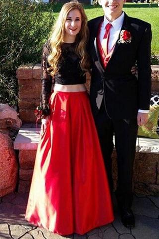 red and black dresses for teens Black and Red Lace Applique Sweetheart Homecoming valentine's day dress