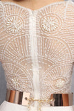 Pretty A-line Handmade See Through Long Chiffon Prom Dresses PFP1158