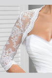 3/4 Sleeve Lace Wedding Cape White Lace Bridal Top, White Lace Wedding Jacket PFSW0010
