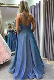 Promfast Hot Sexy A Line Spaghetti Straps Blue Long Prom/Evening Dresses PFP1800