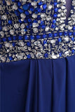 Chiffon Beading Royal Blue V-neck Long Elegant Prom Dresses PFP1163