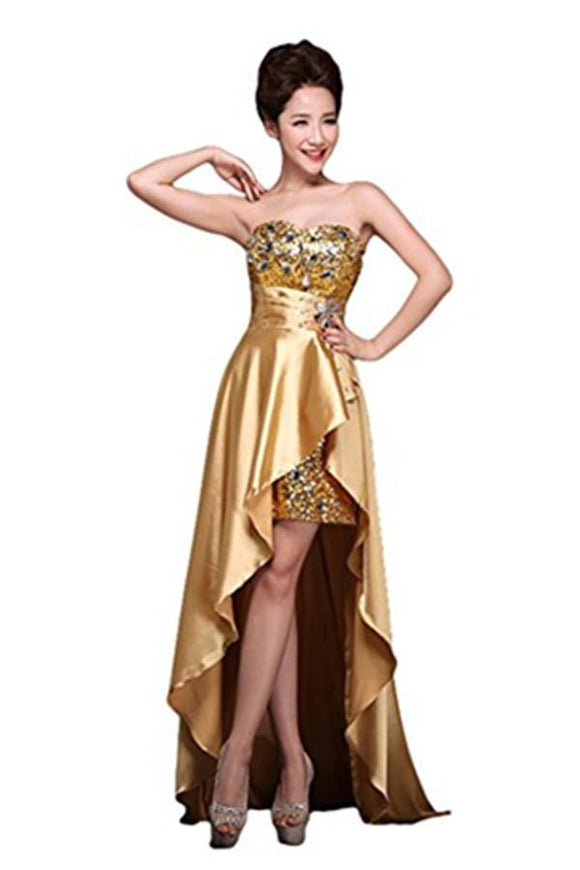 Sweetheart Gold Long Beading Handmade Prom Dress Evening Dresses PFP1164