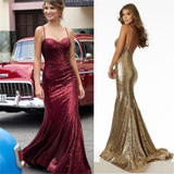 Charming Burgundy Sequin Sparkly Prom Dresses,Long Straps Party Dresses PFP0266