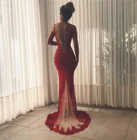 Sexy Backless Burgundy Lace High Slit Deep V Neck Mermaid Long Prom Dr Promfast Sexy Backless Burgundy Lace High Slit Deep V Neck Mermaid Long Prom Dr Promfast