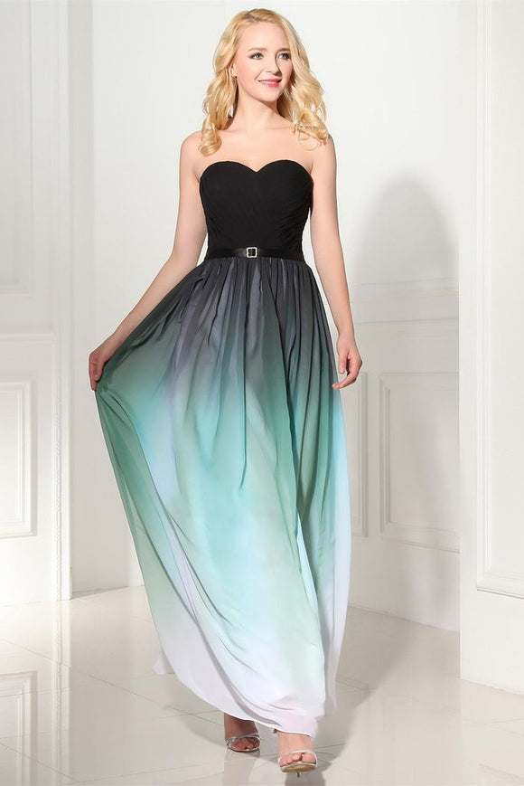 2019 Charming Back Up Lace Ombre Gradient Chiffon Long Prom Dresses PF – Promfast