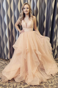 Promfast Elegant Spaghetti Straps A Line Long Prom/Formal Dress with Ruffles PFP1882