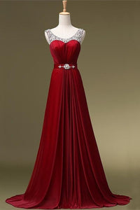 Simple Beading Long High Low A-line Charming Prom Dresses PFP1194