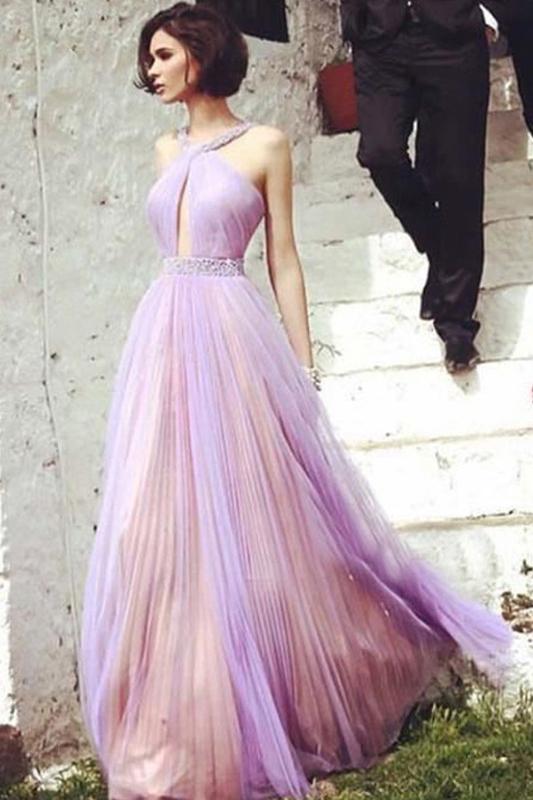 Beautiful Floor-length A Line Tulle Prom Dress,Elegant Beading Evening Dress PFP0297