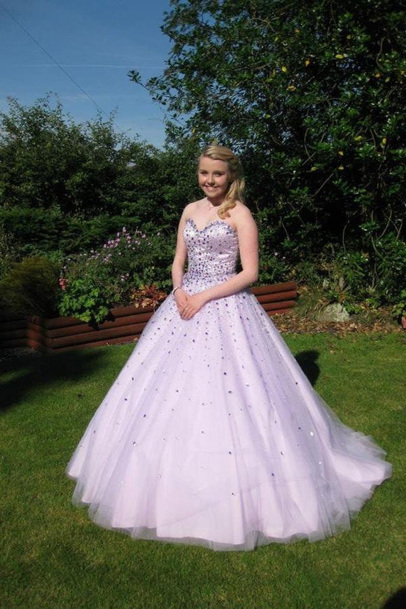 Lavender Long Ball Gown Sweetheart Back Up Lace Prom Dresses PFP1209