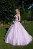 Lavender Long Ball Gown Sweetheart Back Up Lace Prom Dresses PFP1209