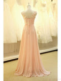 Modest Blush Pink Pretty Long Lace Cap Sleeves Prom Dresses PFP1221