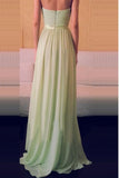 Teal Long Chiffon Sweetheart Simple Backless Prom Dresses PFP1223
