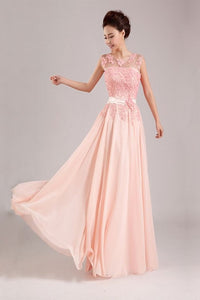 Real Beauty Long Lace Blush Pink Back Up Lace Prom Dresses PFP1227