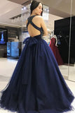 Elegant Scoop Royal Blue Ball Gown Beading Prom Dresses,Sweet 16 Dress PFP0330