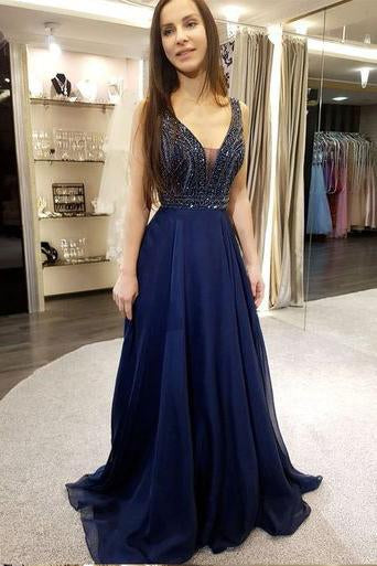 Sexy Low Cut Beading Chiffon Long Prom Dresses For Teens,Graduation Pa Promfast Sexy Low Cut Beading Chiffon Long Prom Dresses For Teens,Graduation Pa Promfast