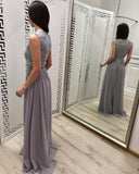 A Line Chiffon Long Prom Dresses, Cheap Sleeveless Evening Dress PFP0524