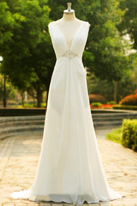 Deep V-neck Long Simple Cheap Elegant Prom Dresses PFP1241