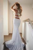 Strapless Sparkly Silver Open Back Long Sheath Party Cheap Prom Dresses