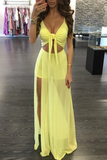 Promfast Trendy Twisted High Slit Maxi Romper Dress PFP1931