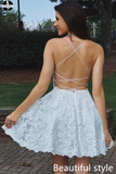 Promfast Spaghetti Straps Off White Lace Short Homecoming Dresses Online, Cheap Short Prom Dresses PFH0324