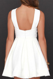 Promfast White A Line Short Mini Skater Dress Simple Cheap Homecoming Dresses PFH0372