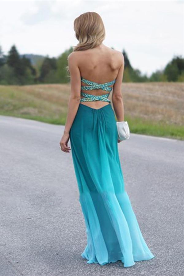 Real Beauty Peacock Green Gradient Ombre Chiffon Prom Dresses PFP1259 Promfast Real Beauty Peacock Green Gradient Ombre Chiffon Prom Dresses PFP1259 Promfast