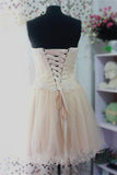 Back Up Lace Beaded Blush Pink Sweetheart Homecoming Dresses PFP1261