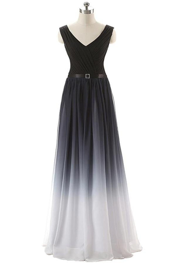 Real Beauty Gradient Chiffon Back Up Lace Prom Dresses PFP1271