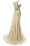 Beauty Mermaid Champagne Long Beaded Prom Party Dresses PFP1273