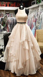 New Two Piece A-line Floor-length Long Puffy Prom Dress With Ruffles PFP0372