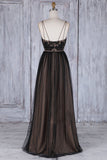 Chic Black Long Straps Tulle A Line Prom Dress,Evening Dresses PFP0374