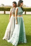 Elegant A-line Tulle Two Pieces Long Prom Dress,Cheap Formal Dress PFP0376