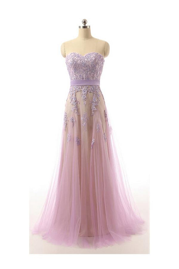 Real Nice Lace Long Sweetheart Beaded Prom Party Dresses PFP1283