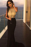 Sexy Black Mermaid Prom Dresses,Long Beading Formal Woman Evening Dress PFP0386