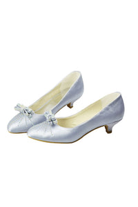 Beading Low Heel Handmade Women Shoes With Bow Knot 