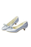Beading Low Heel Handmade Women Shoes With Bow Knot 