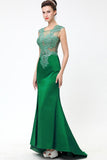 Green Lace Beaded See Through Mermaid Sexy Prom Dresses PFP1293